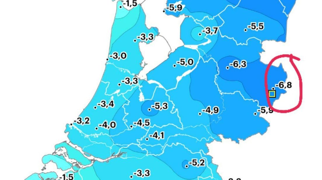 IJskoude temperaturen in de provincie