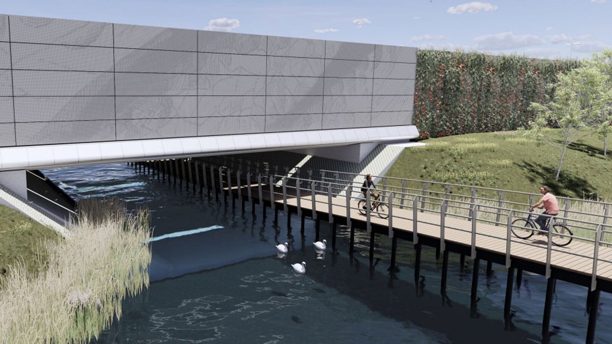 Deze lange geluidswal moet nieuwbouw Leeuwarden beschermen tegen verkeersherrie