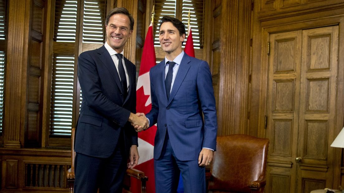 Premier Mark Rutte bezocht Canada vorig jaar om onder meer het handelsverdrag te bespreken.