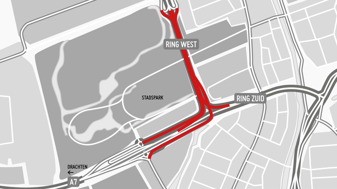 De afsluiting op de Ring West