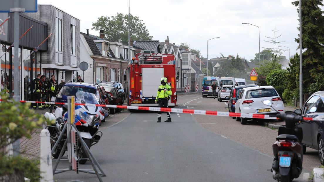 De straat is afgezet