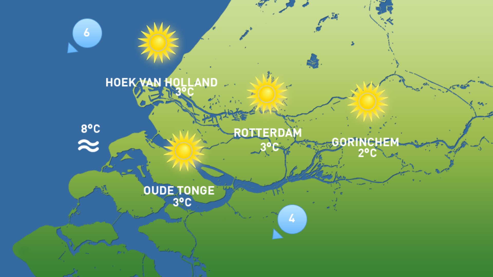 Het weerbeeld van woensdag 24 december.