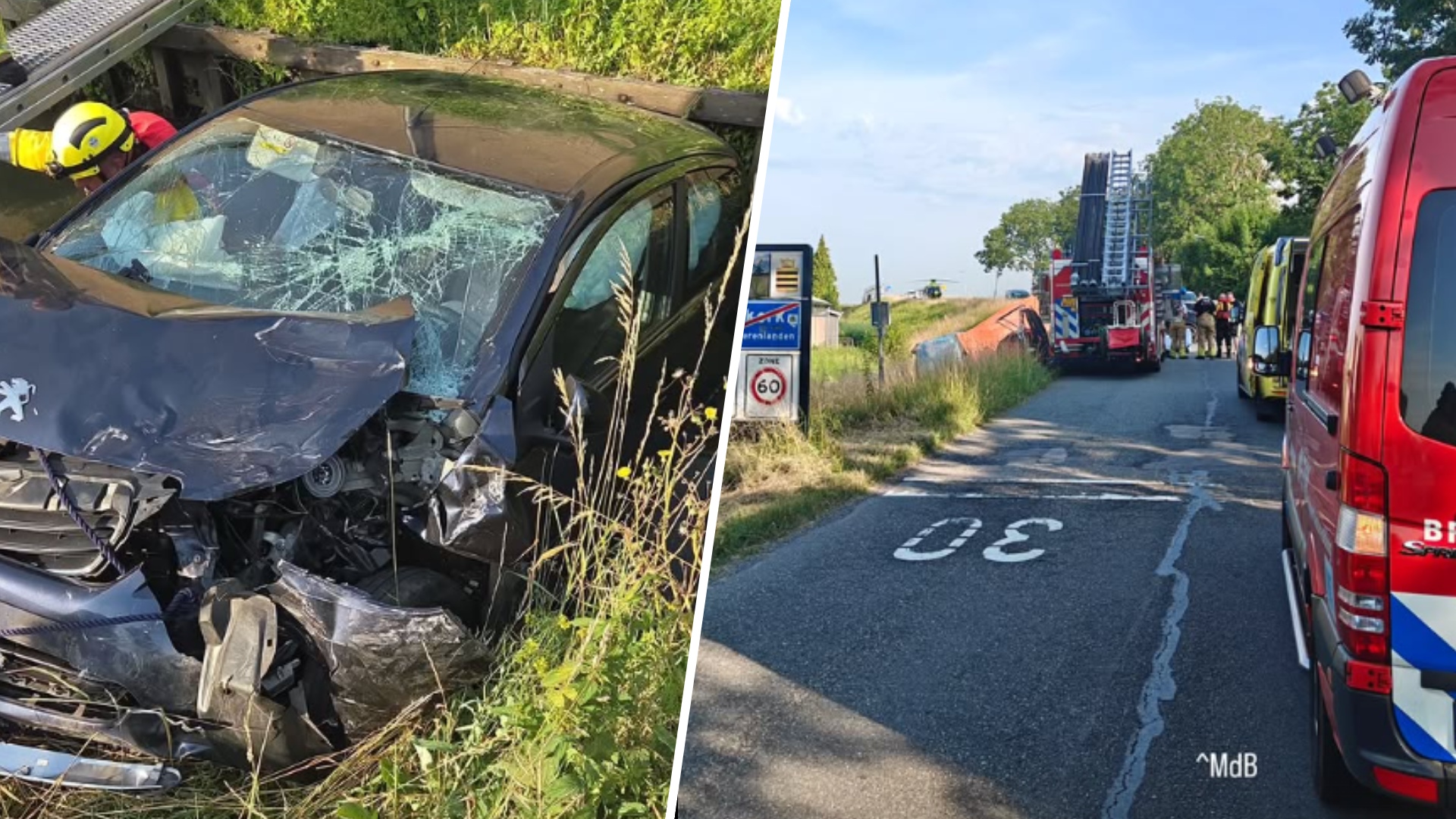 Auto in water na botsing