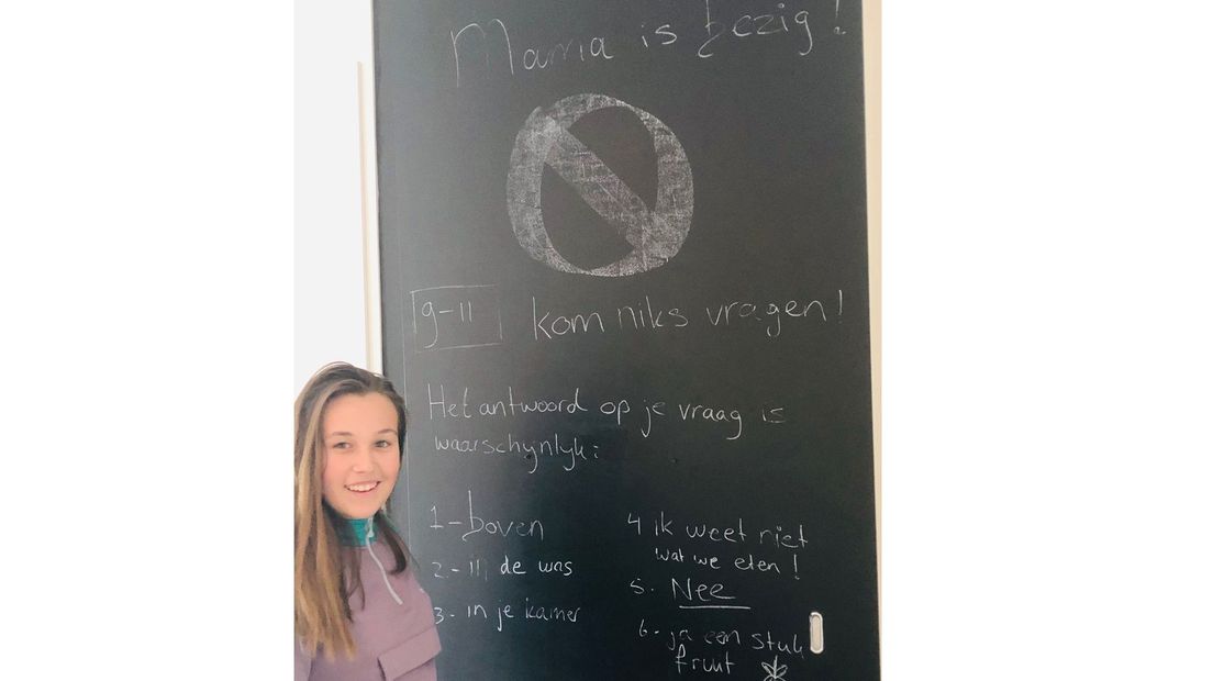 Even geen vragen voor moeder Sietske dankzij dit handige krijtbord.