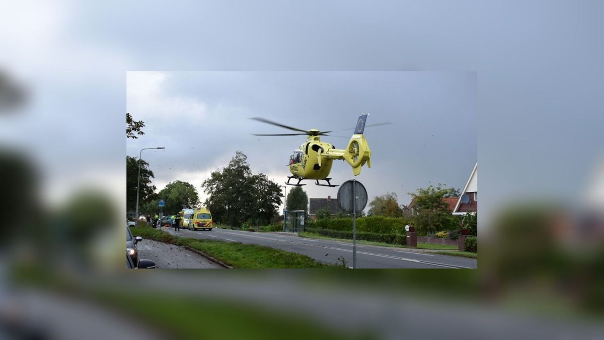 Gewonde bij ongeluk Jistrum, traumaheli landt op doorgaande weg