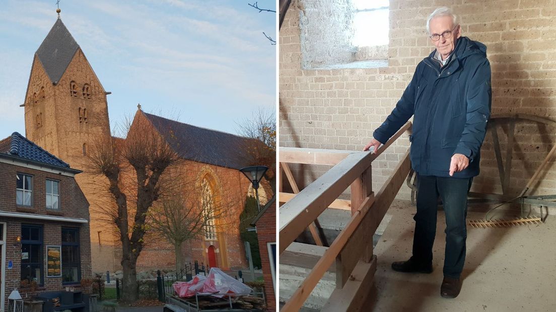 Robert Jan Dusseljee in de kerktoren.