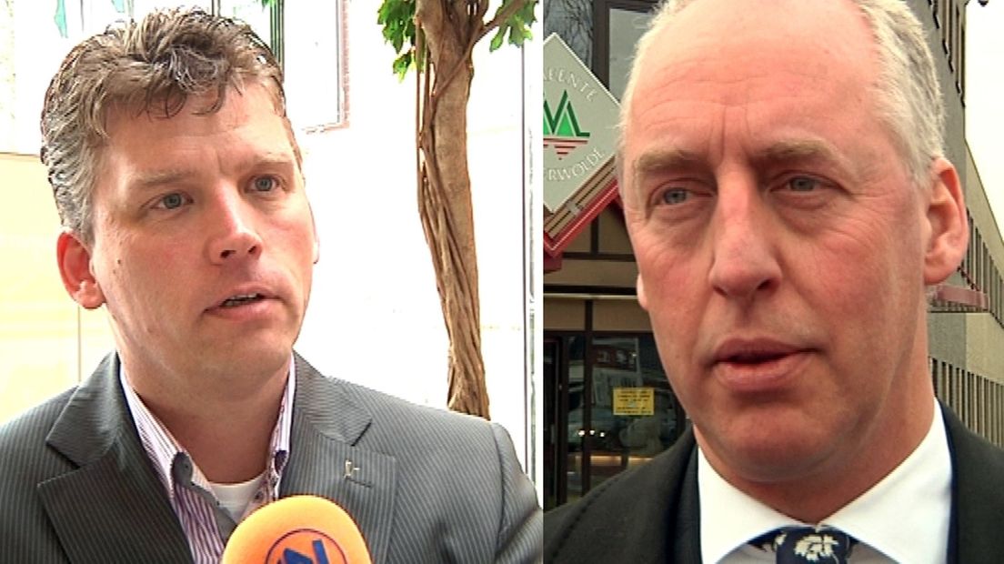 Wethouder Schmaal van Veendam en burgemeester Van Zuijlen van Menterwolde