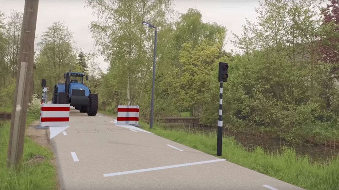 Een tractor kan onmogelijk zo'n gesloten BFB passeren (screenshot gemeente Bodegraven/Reeuwijk)