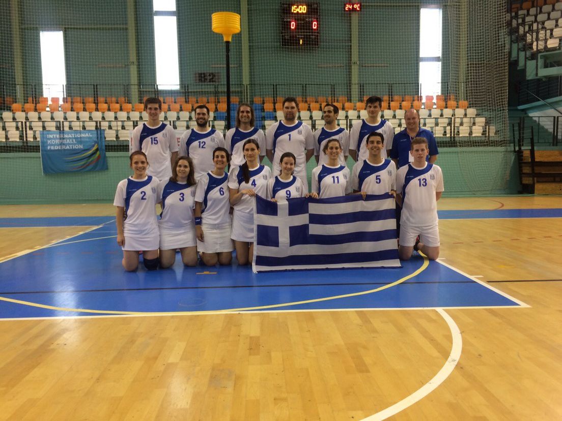 De Griekse nationale ploeg met Chris Tempelman (rechtsboven)