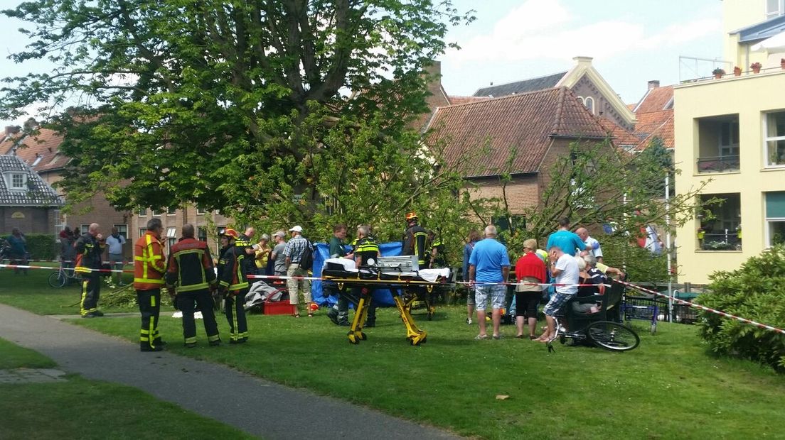 Bij een steiger op de Rijkenhage in Zutphen zijn zes mensen gewond geraakt toen ze in een fluisterboot wilden stappen. Ze werden geraakt door een flinke tak die van een kastanjeboom viel. Een van hen is zwaargewond.