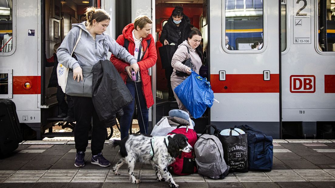 Oekraïense vluchtelingen komen aan in Nederland