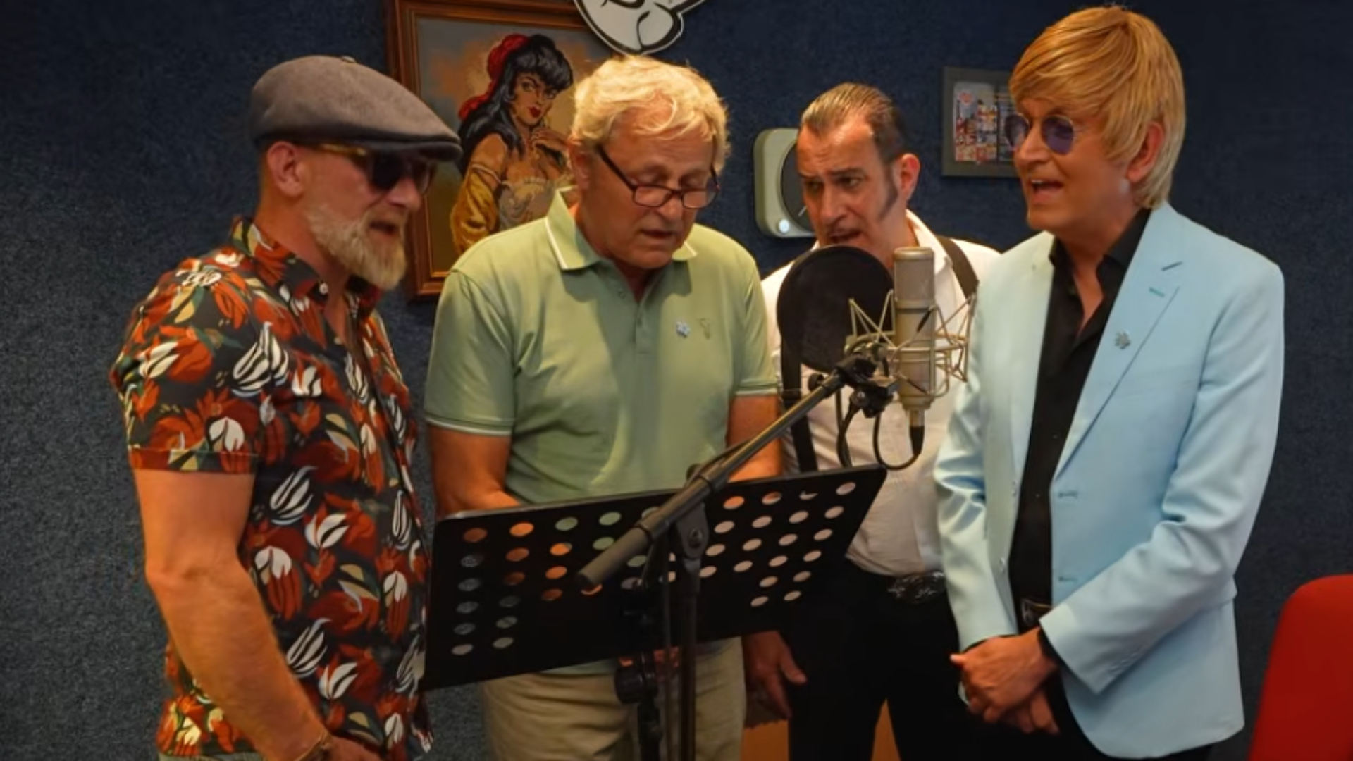 Peter Houtman en de Wannebiezz tijdens de opnames voor de videoclip.
