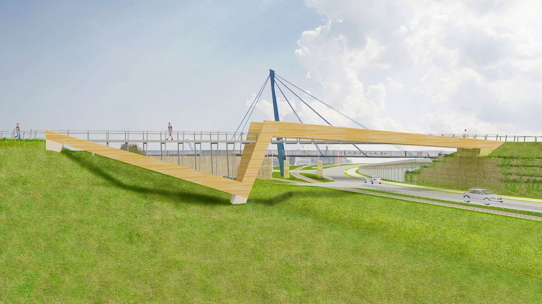 Een impressie van hoe de brug eruit moet gaan zien.