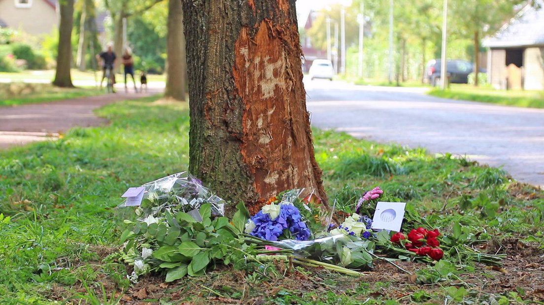Op de plek van het ongeluk zijn bloemen gelegd (Rechten: RTV Drenthe/Persbureau Meter)