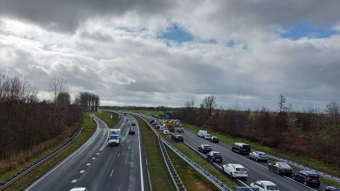 De A7 bij Marum richting Heerenveen is dicht