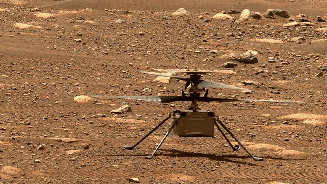 De drone na zijn vlucht op Mars