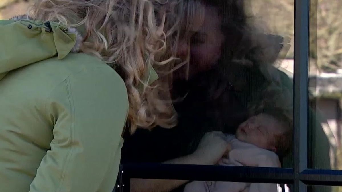 Omdat kraamvisite niet mag, biedt raamvisite uitkomst bij de pasgeboren Liz in Hoofdplaat