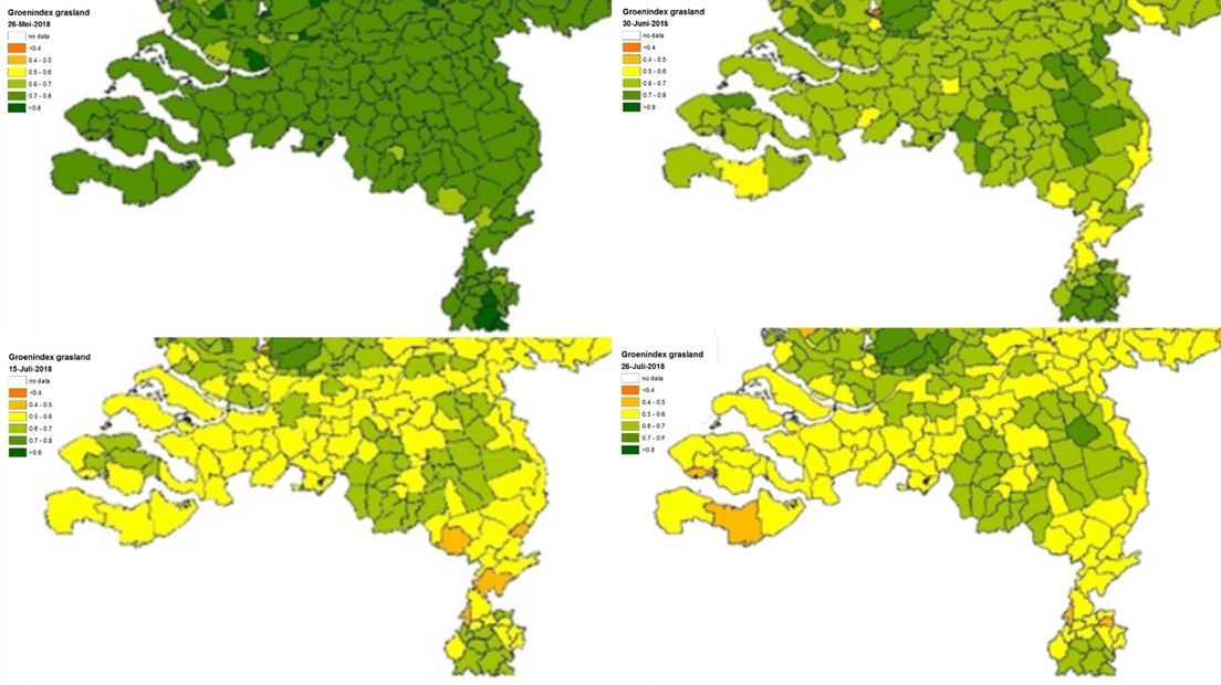Groenindex grasland van 26 mei tot en met 26 juli