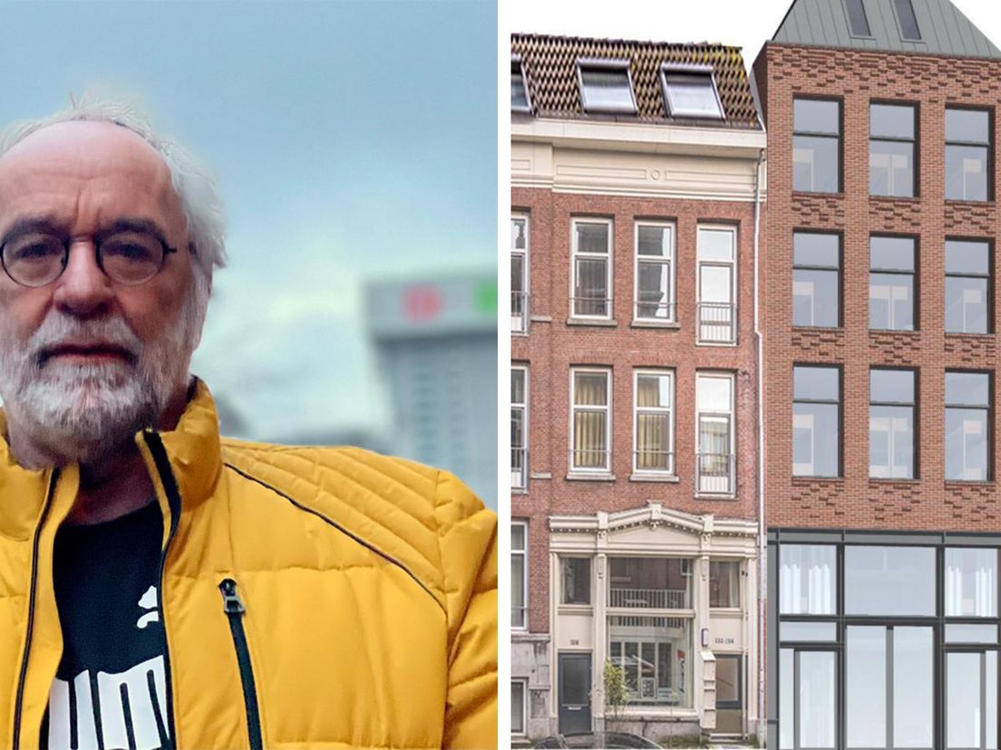 Links: Rob Grauwmeijer, rechts: nieuw ontwerp voor hostel