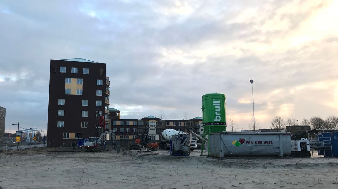 Het bouwterrein aan de Nijlandstraat in Assen (Rechten:RTV Drenthe/Jeroen Kelderman)
