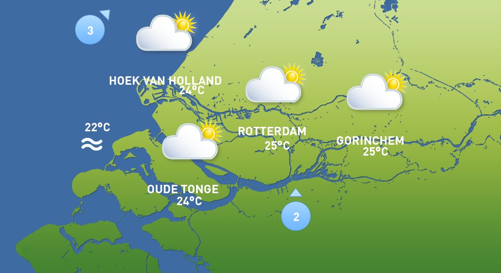 De weerkaart van vrijdag 24 juli