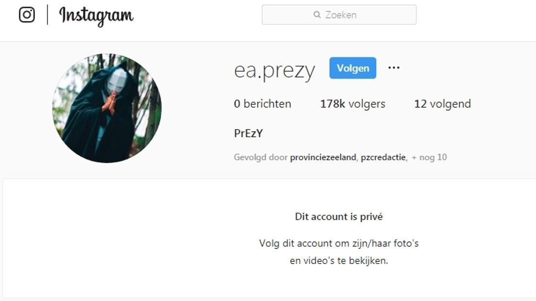 Screenshot van gehack Instagramaccount Sergio Herman