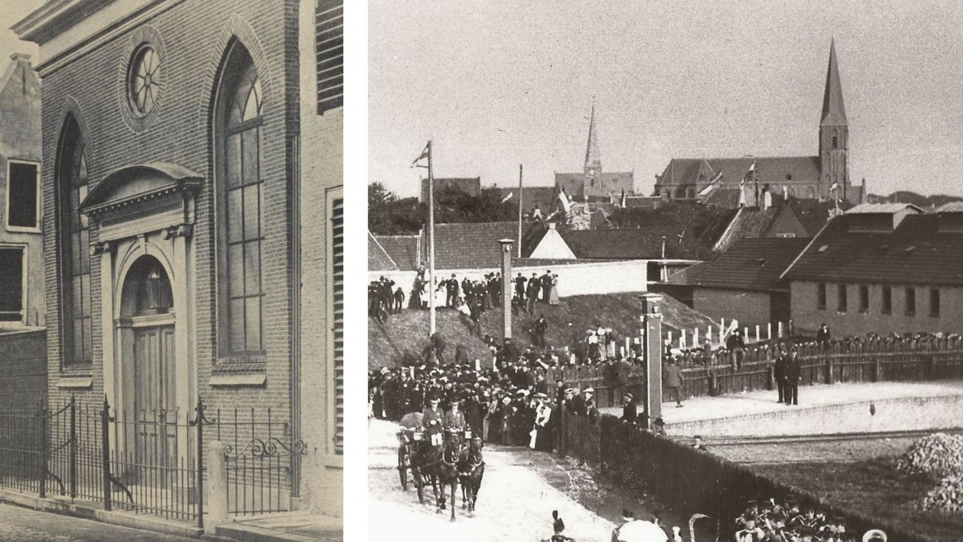 De synagoge aan de Raamstraat en de locatie van de oude Joodse begraafplaats op de stadswal