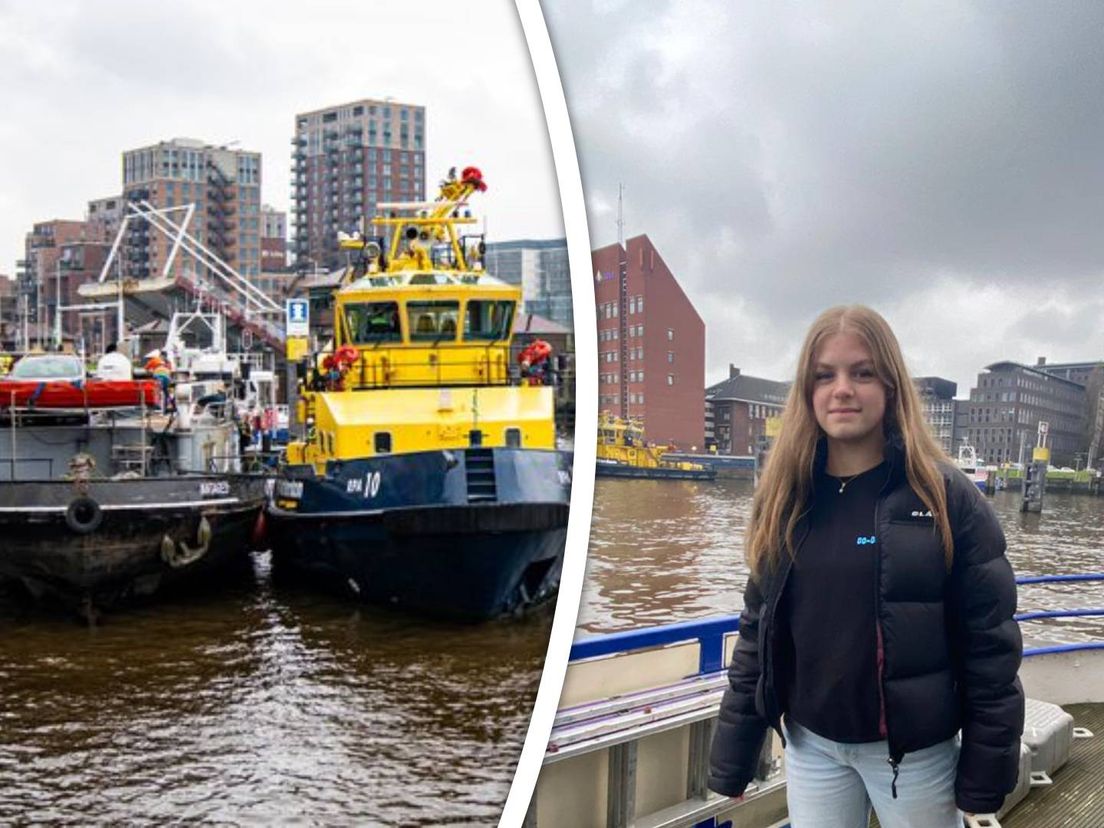 Links: hulpdiensten zijn bezig bij het schip. Rechts: ooggetuige Doris Nemes