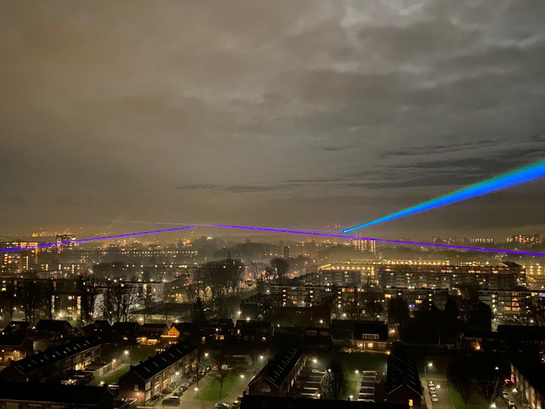 De lichtshow in Dordrecht tijdens afgelopen jaarwisseling