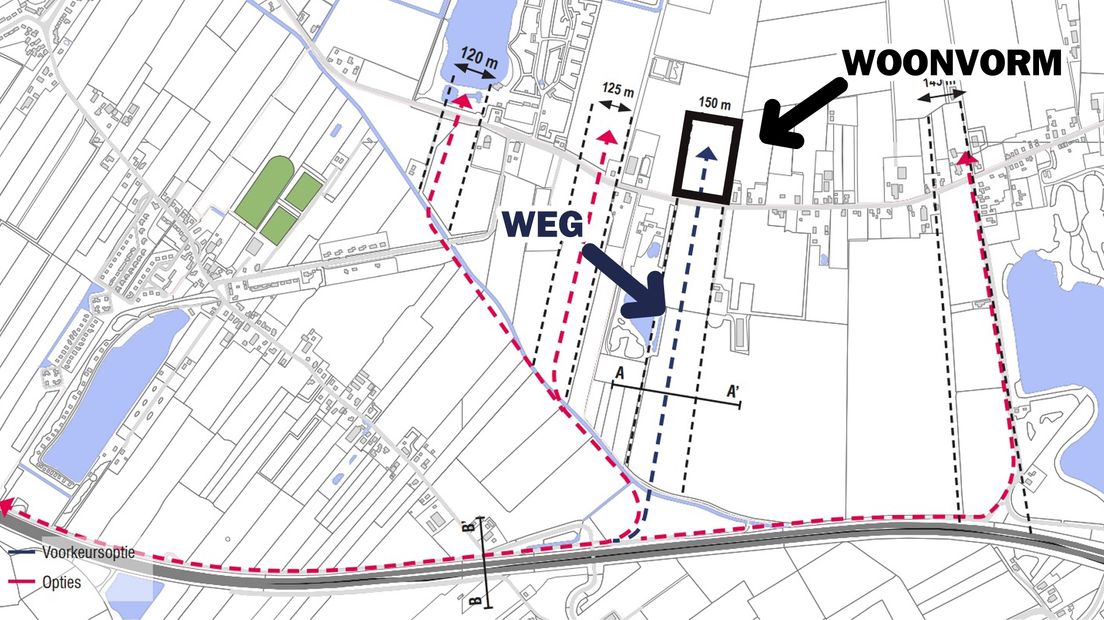 De situatie zoals die in het meest recente plan van Meerstad staat