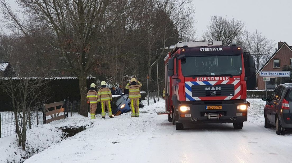 De auto is de sloot in gegleden