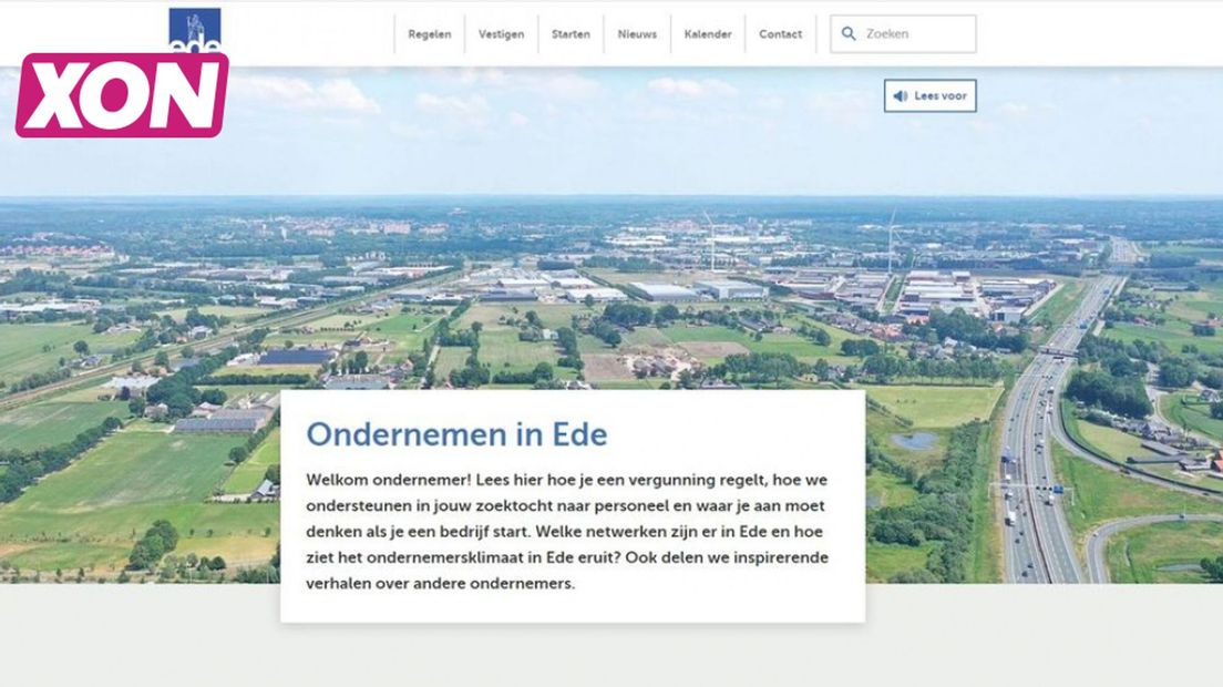 Homepage van de nieuwe website ondernemen.ede.nl