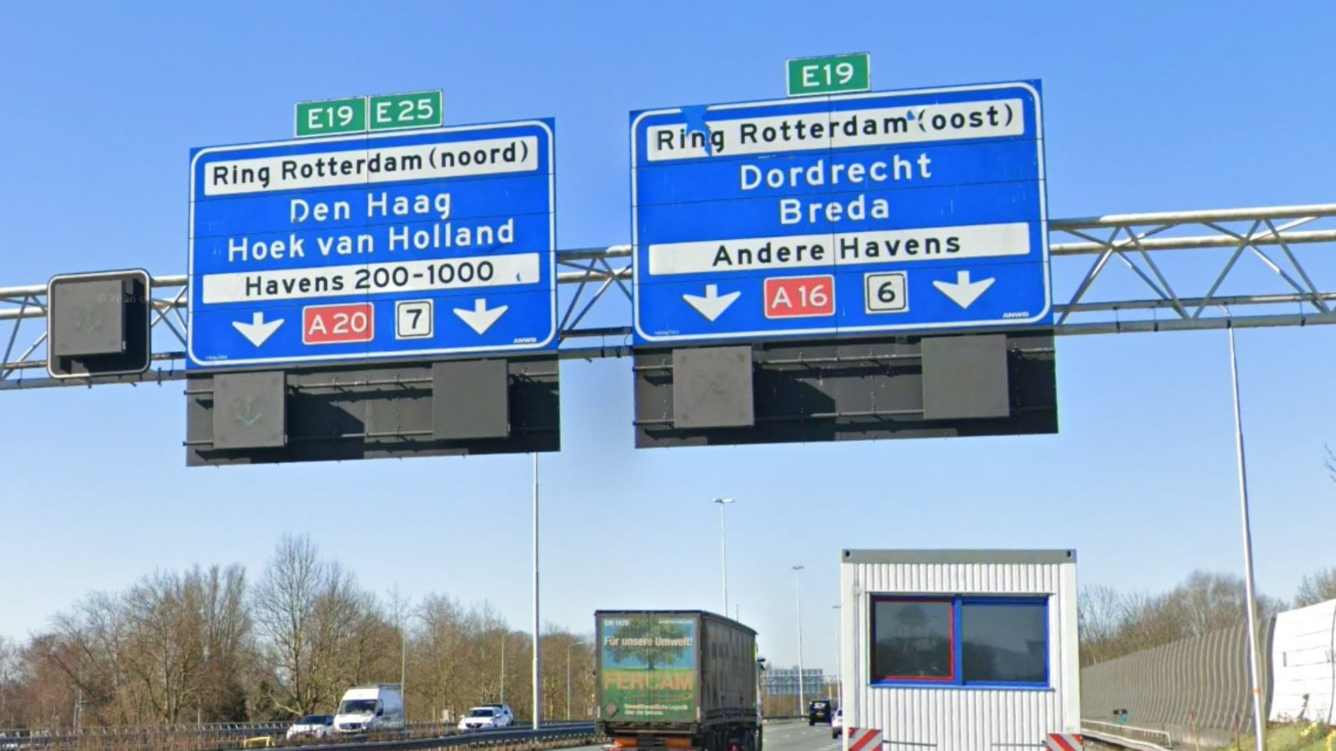 De A20 richting Hoek van Holland is vanaf dit punt vrijdagavond twee weken dicht.