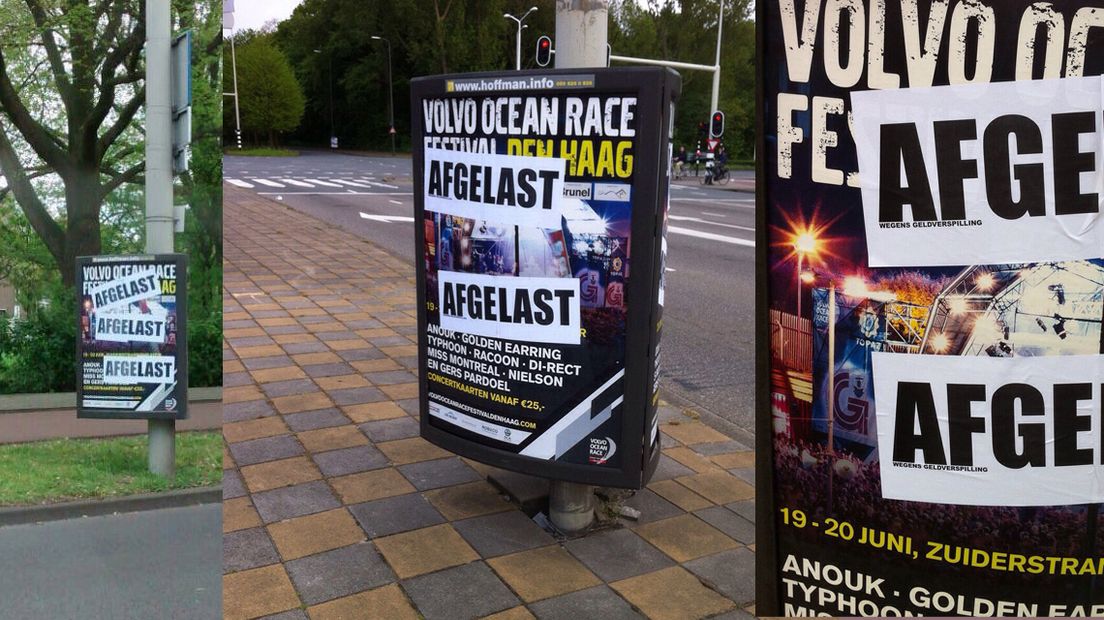Afgeplakt reclamebord Volvo Ocean Race Festival
