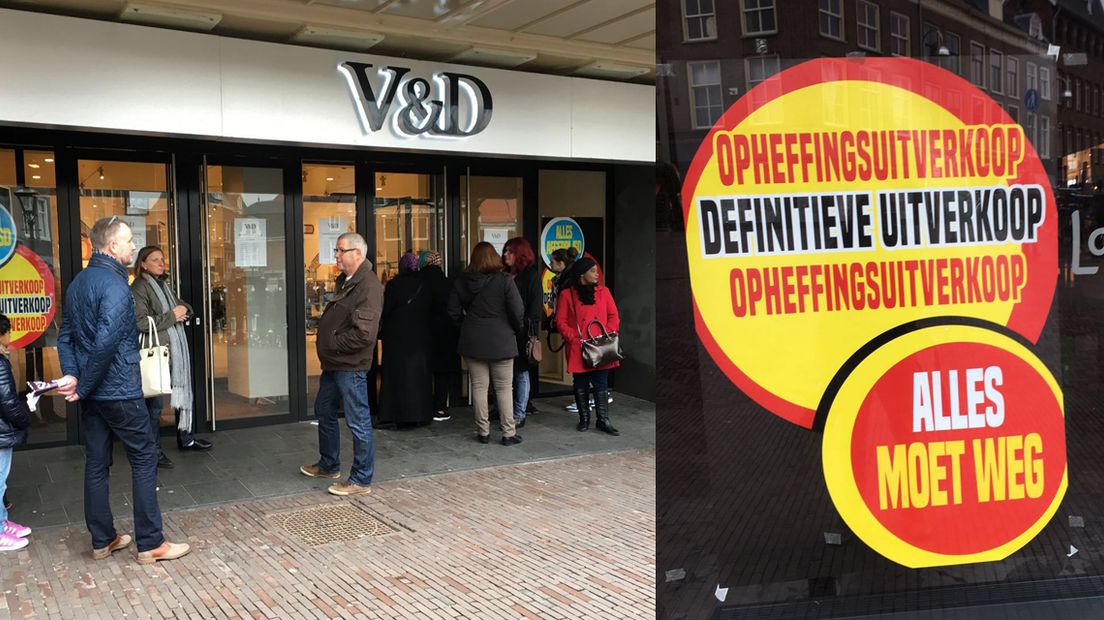 Leegverkoop bij V&D in Leiden