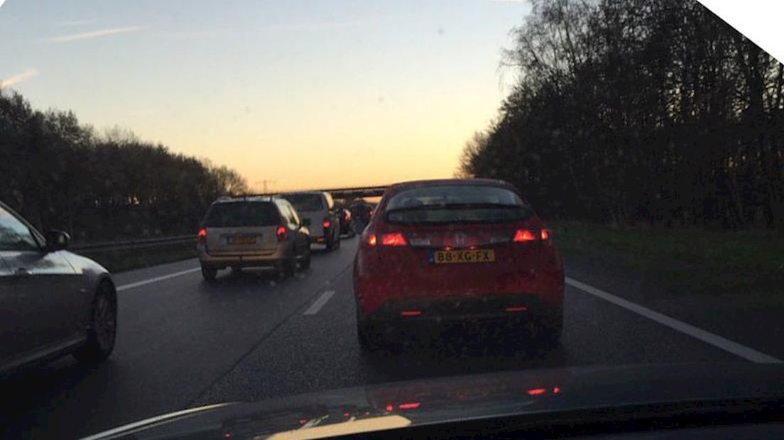 file op A35 bij afrit Delden