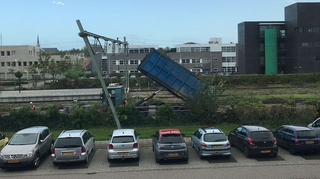 Bovenleiding bij spoor Goes