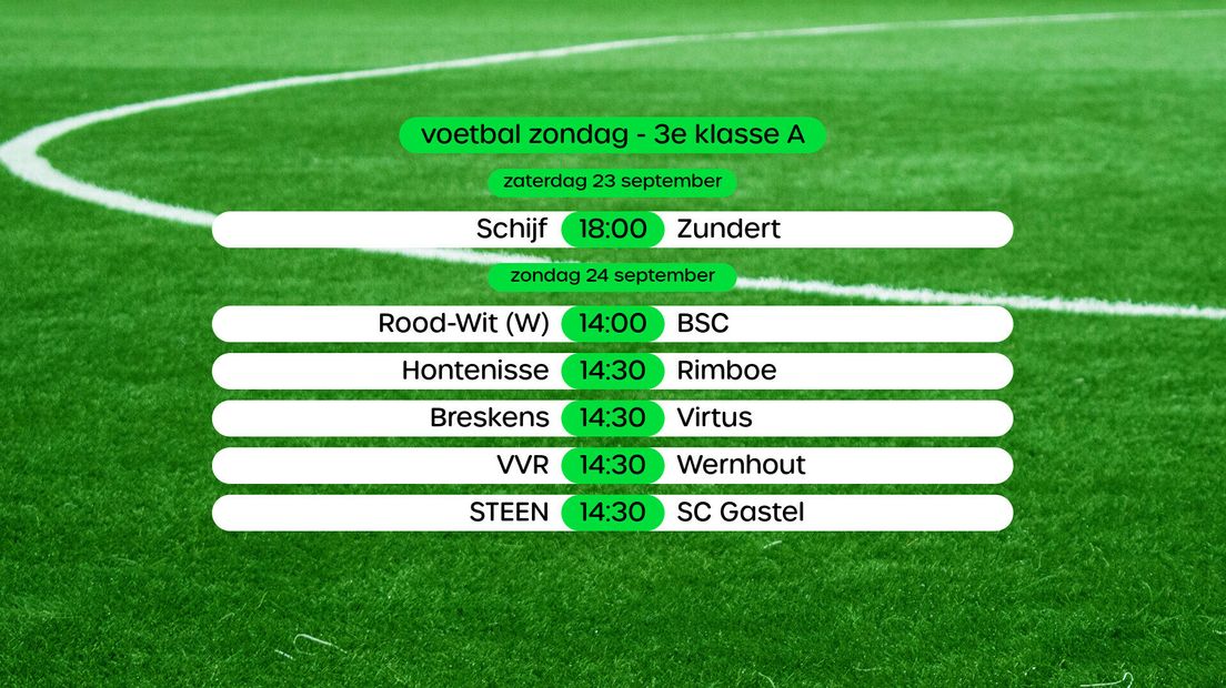 voetbal 3e klasse A zondag