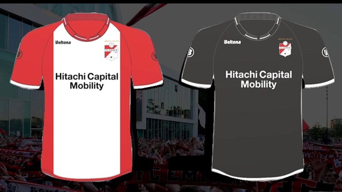 Het thuis- en uitshirt van FC Emmen heeft een nieuwe hoofdsponsor (Rechten: FC Emmen)