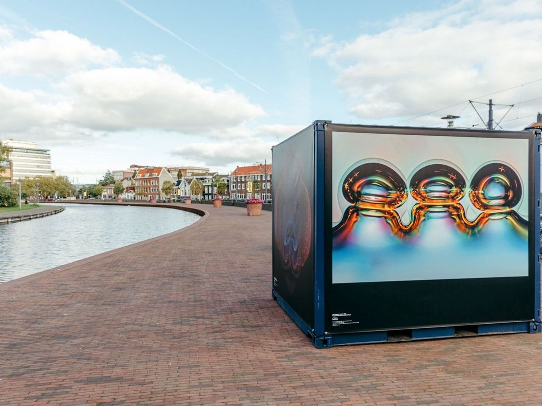 De ontvreemde doeken op het Fotofestival in Schiedam, op de foto nog in volle glorie.