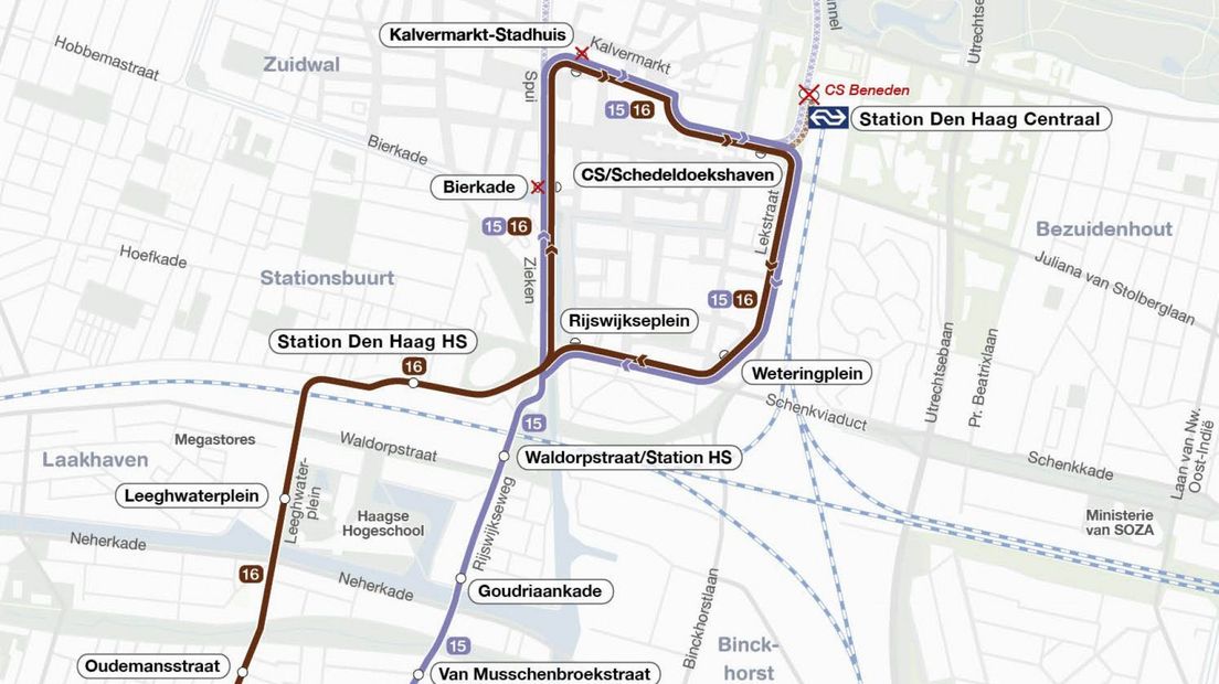 Omleiding Tram 15 en 16