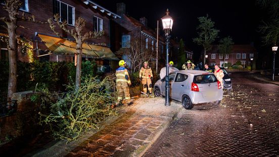 Automobilist glijdt van de weg