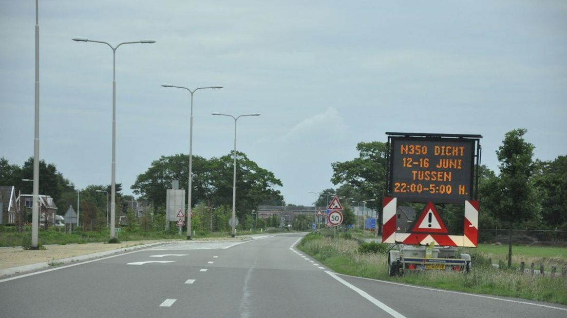 N350 tussen Rijssen en Wierden afgesloten tot en met zaterdag