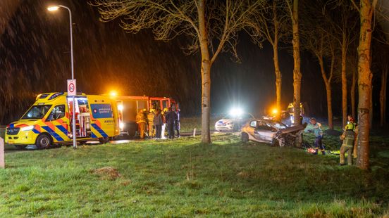 Ernstig ongeval in Rotterdam: auto te water en tegen boom. Ernstig ongeval in Rotterdam: auto te water en tegen boom.