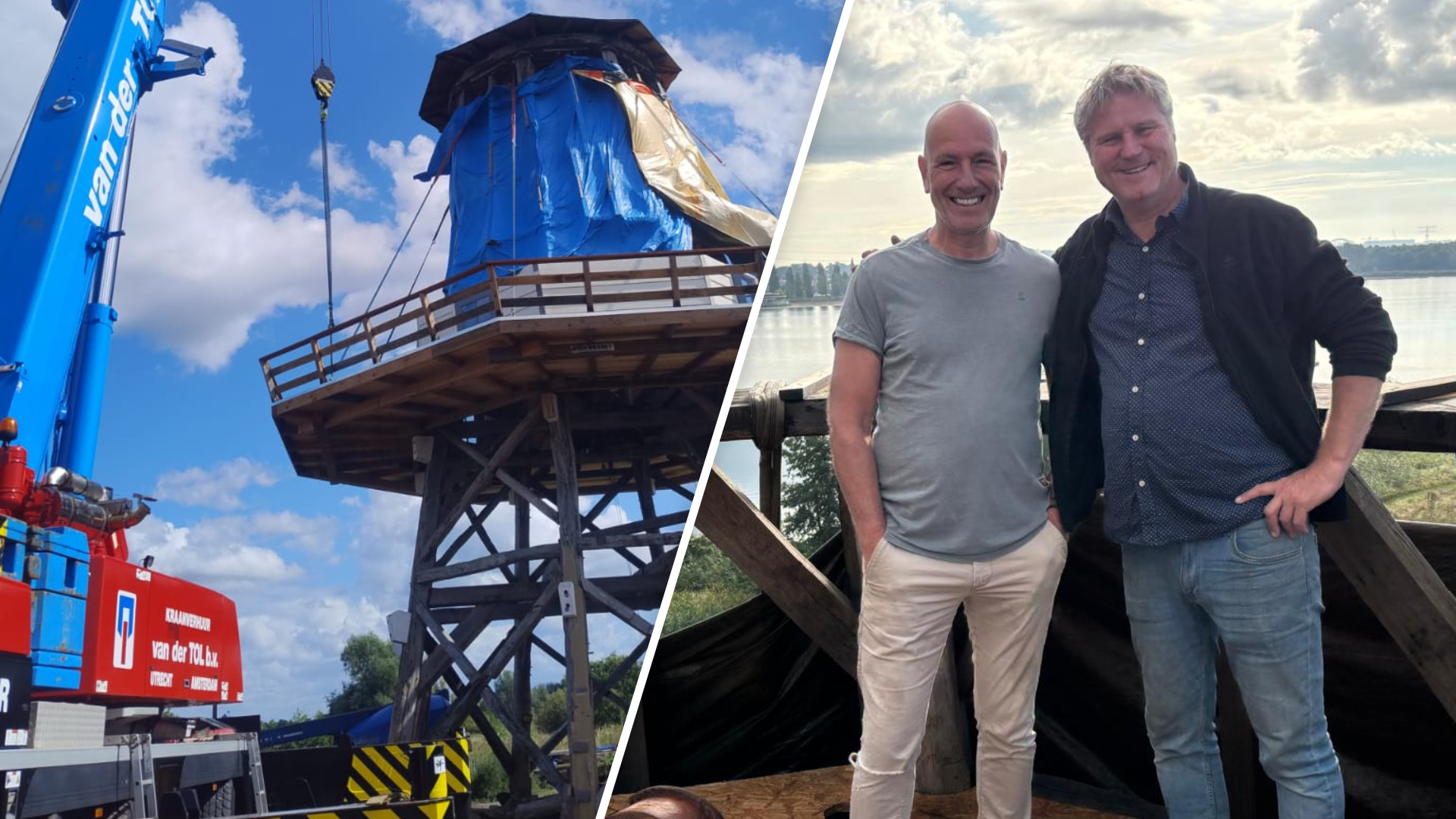 Zenuwslopende hijsklus geslaagd, nieuwe molen heeft z'n 'balkon'