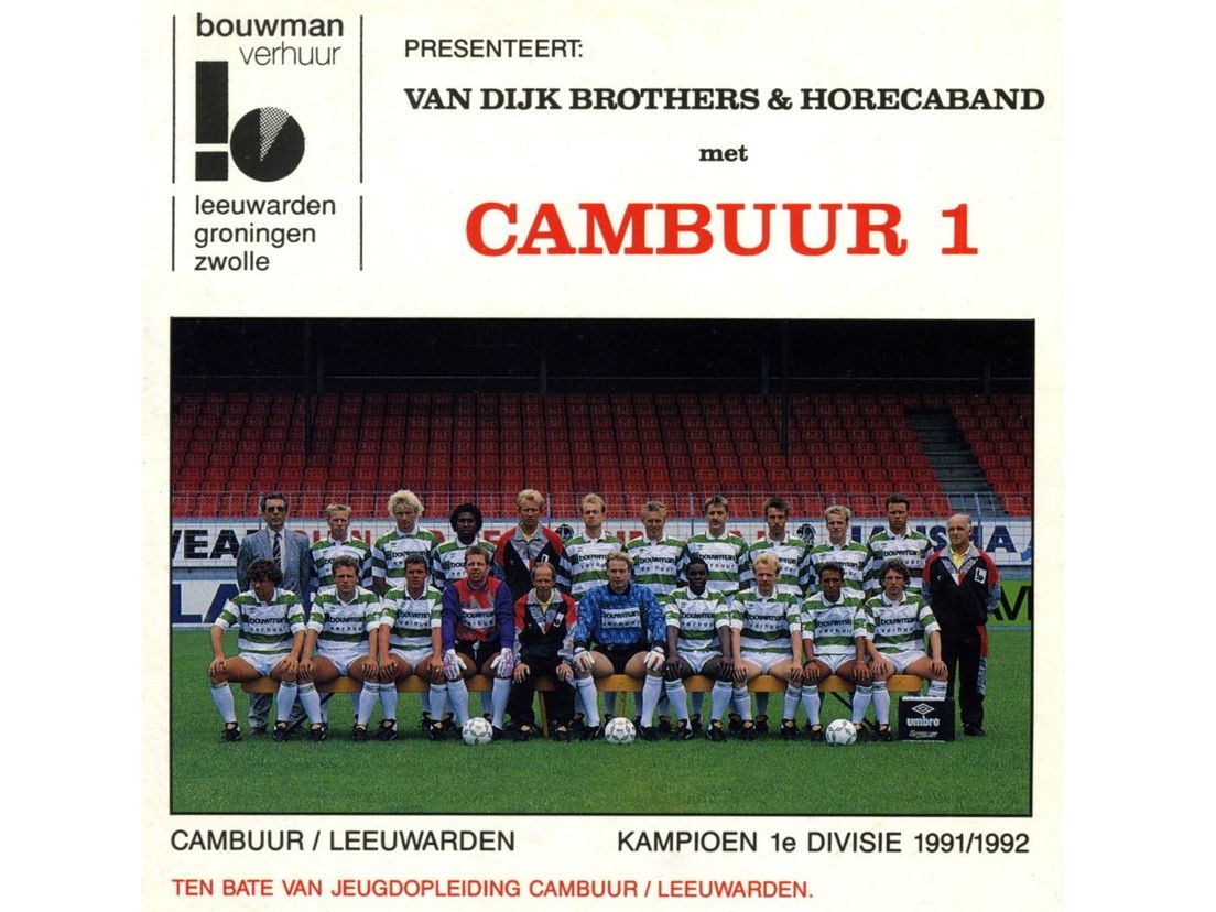 Single van voetbalclub Cambuur uit 1992 met het lalala-refrein van de Hermes House Band.