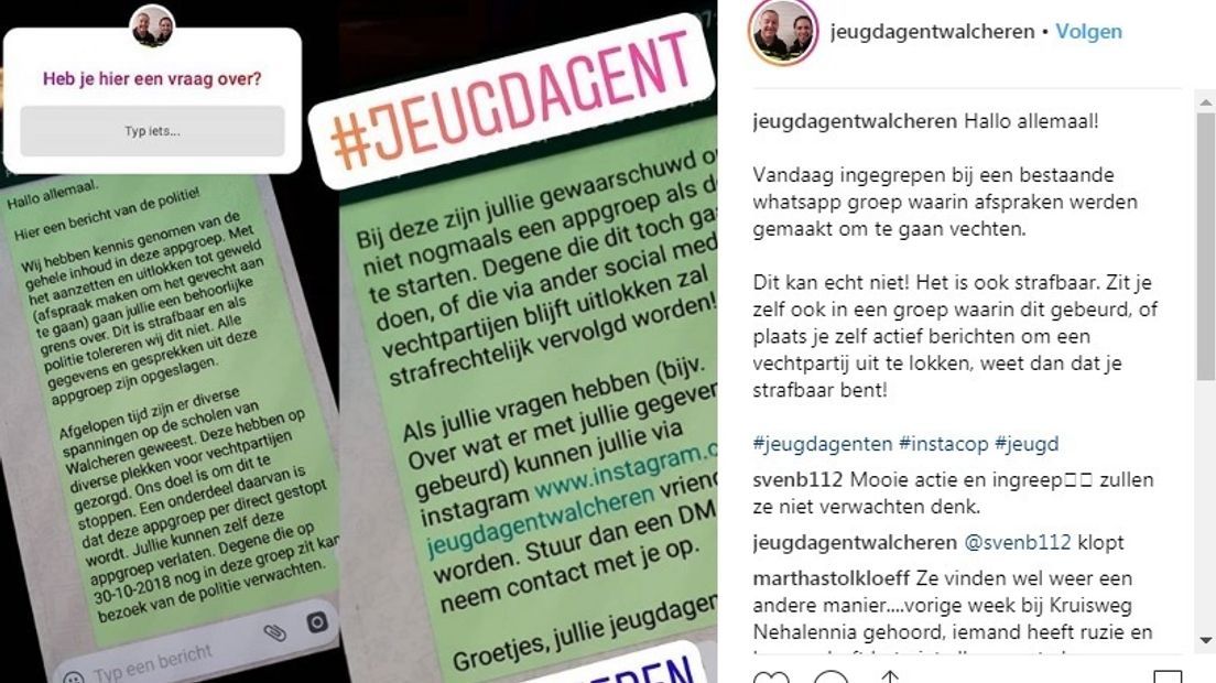 Agenten waarschuwen de jongeren ook op Instagram.