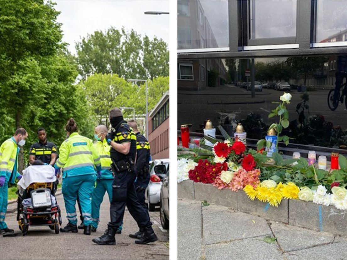 Links: steekpartij Rotterdam-Charlois. Rechts: gedenkplek