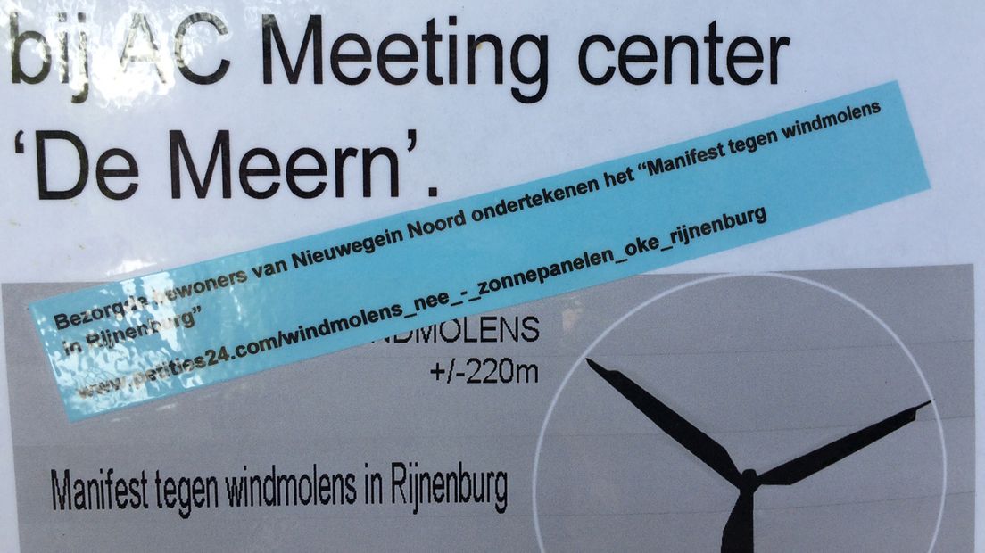 Pamflet tegen windmolens Rijnenburg.