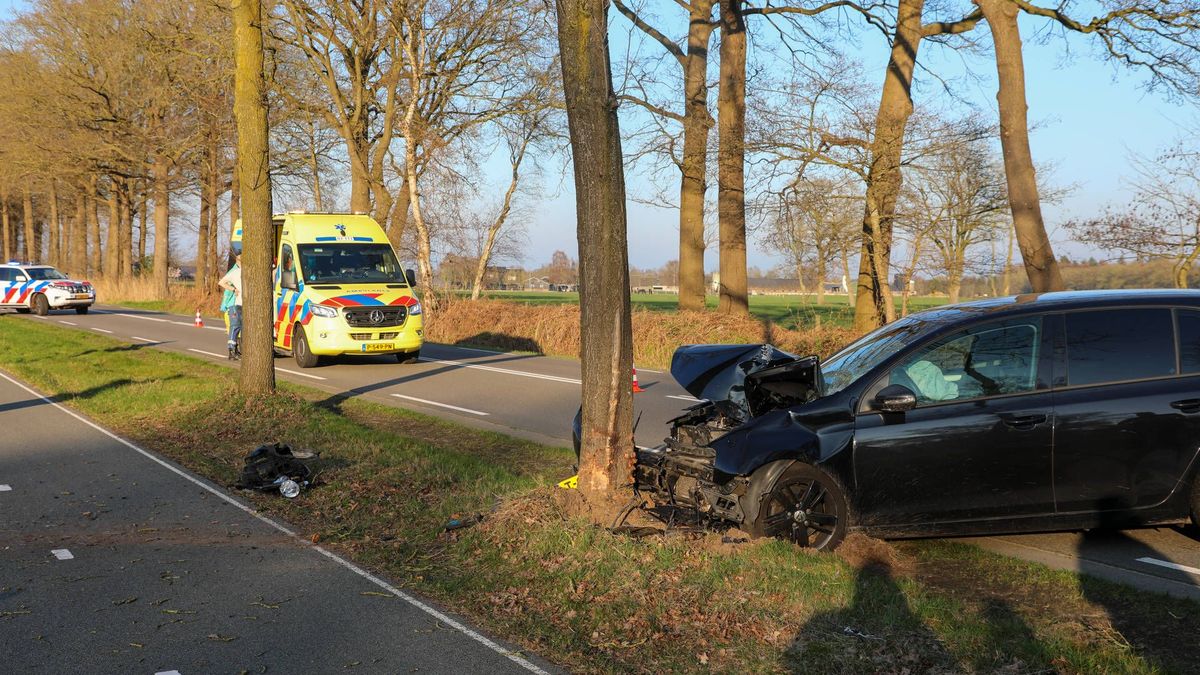 Auto frontaal tegen boom in Barneveld, bestuurder lichtgewond